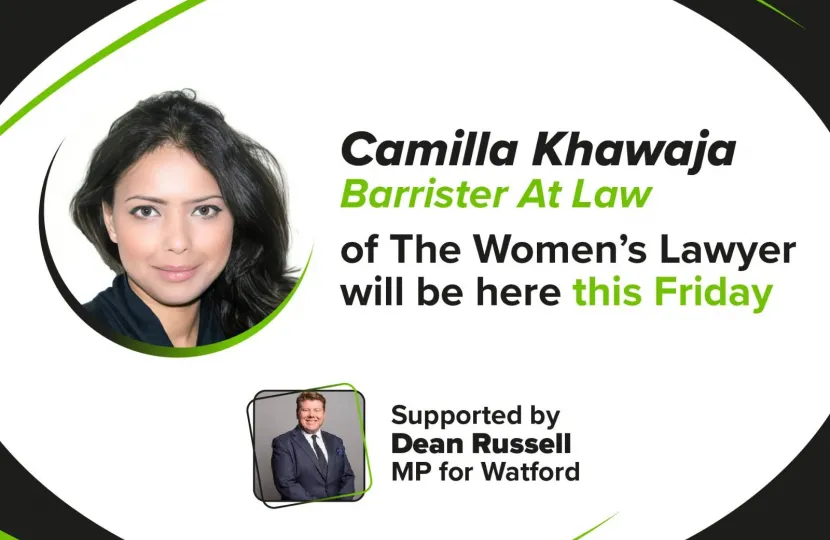 Advert supporting Camilla Khawaja