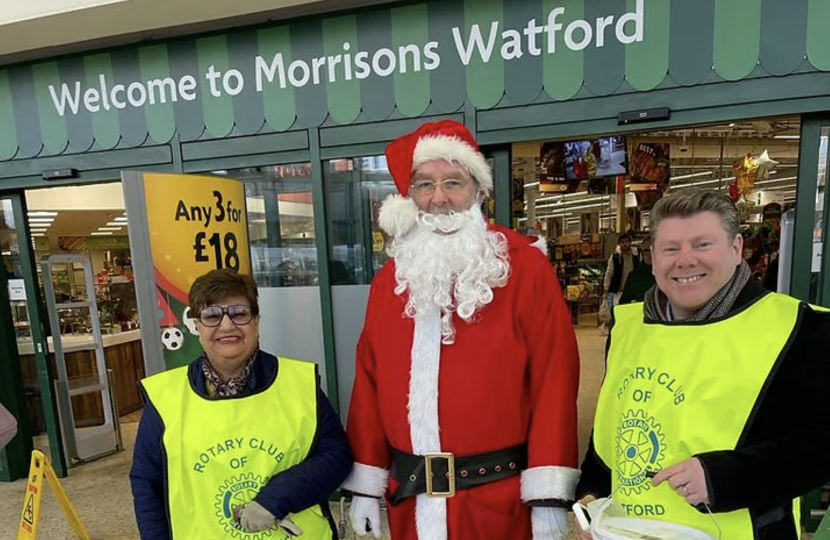 Dean Russell with Santa at Morrisons Watford