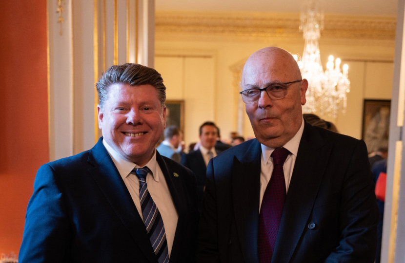 Dean Russell MP and Ronnie Jacob inside 10 Downing Street