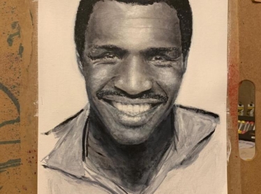 Portrait of Watford great Luther Blissett among items in online auction - This portrait by Dean Russell MP is in the auction