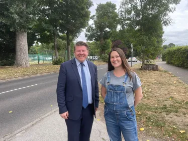 Dean Russell visits Abbots Langley with Kristina Allison